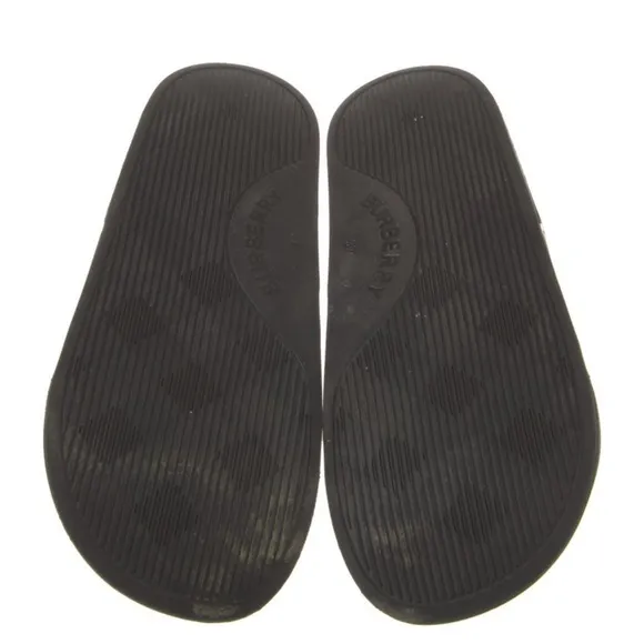 Burberry plaid print rubber slides.