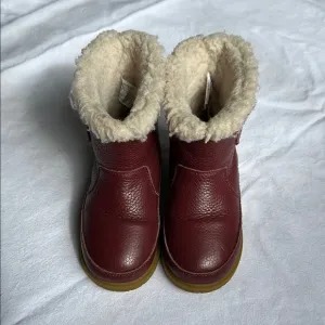 Burgundy Leather Fur-Lined Boots size8   Toddler DONSJE AMSTERDAM