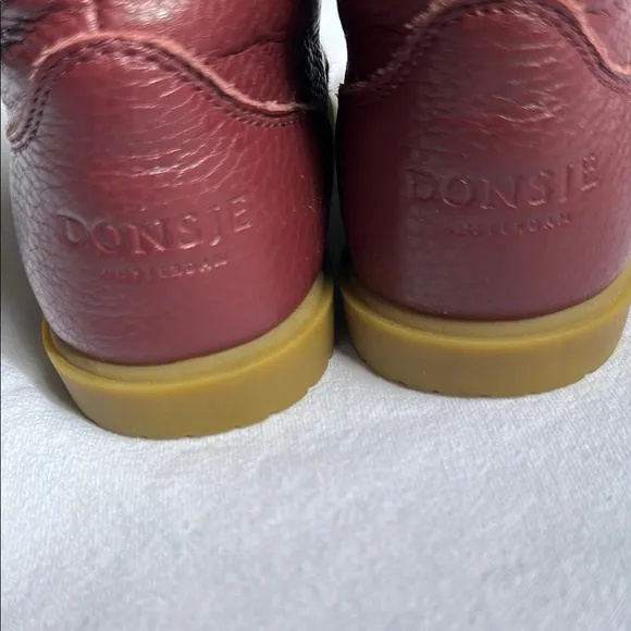 Burgundy Leather Fur-Lined Boots size8   Toddler DONSJE AMSTERDAM