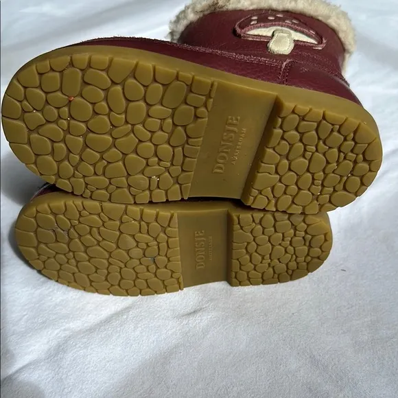 Burgundy Leather Fur-Lined Boots size8   Toddler DONSJE AMSTERDAM