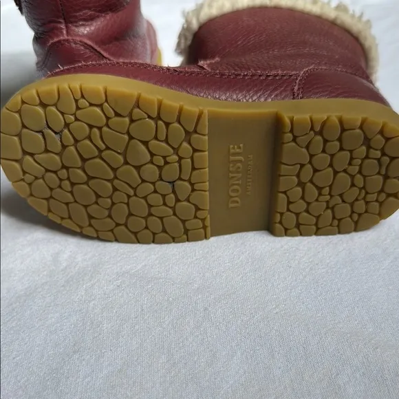 Burgundy Leather Fur-Lined Boots size8   Toddler DONSJE AMSTERDAM