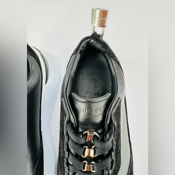 Buscemi Strada Women's Black Leather Padlock Lace-up Fashion Sneakers Size EU 36