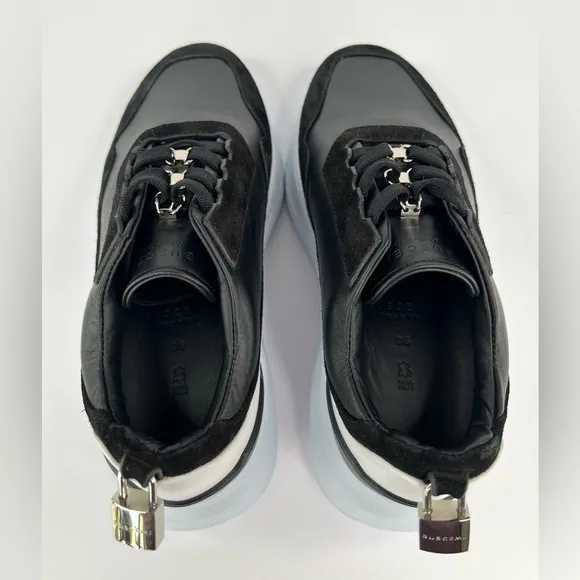 Buscemi Strada Women's Black Leather Padlock Lace-up Fashion Sneakers Size EU 36