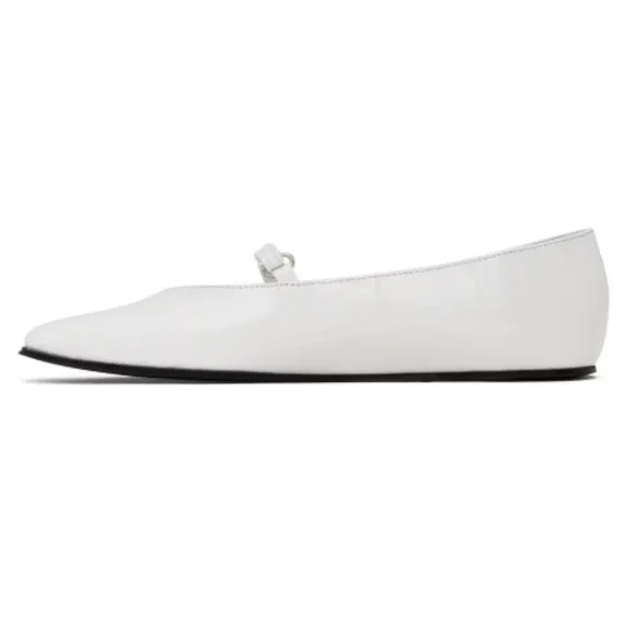 By Far Women's Flats Size 10 White Molly Maxi Croco Embossed Leather Flats