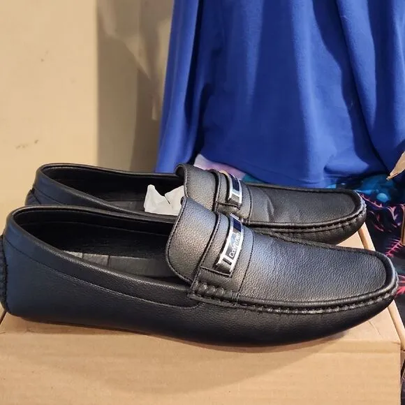 Calvin Klein black Leather Loafers men's 12 perfect condition