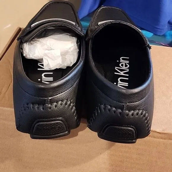 Calvin Klein black Leather Loafers men's 12 perfect condition