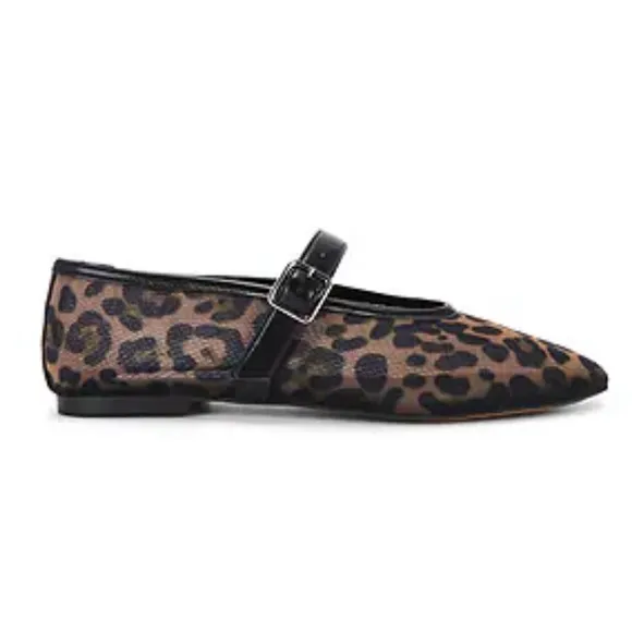Camila Coelho NWT mesh leopard print Mary Jane flats