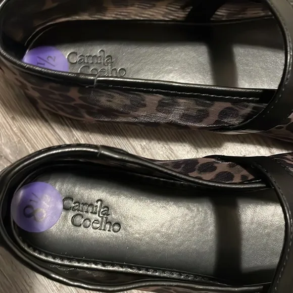 Camila Coelho NWT mesh leopard print Mary Jane flats