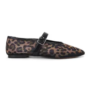 Camila Coelho NWT mesh leopard print Mary Jane flats
