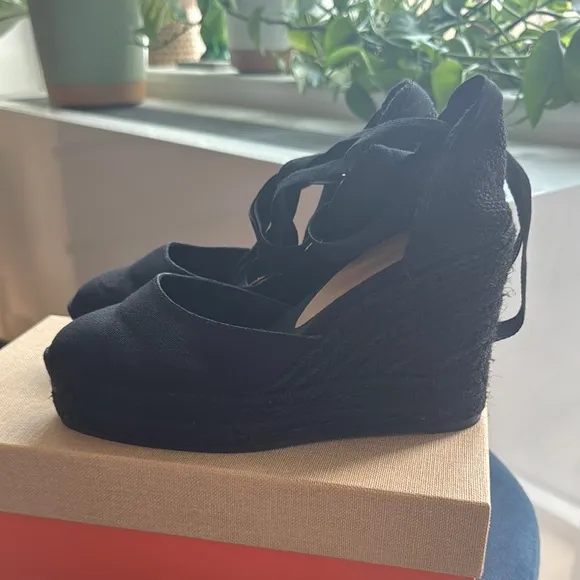 Castaner Black Espadrille Shoes with Ankle Strap