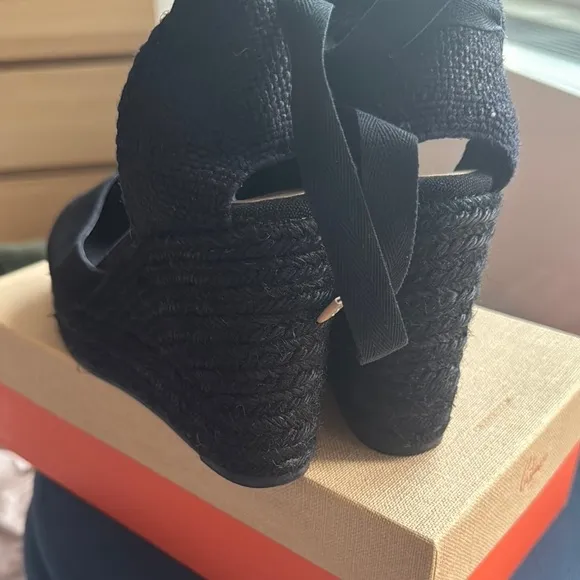 Castaner Black Espadrille Shoes with Ankle Strap
