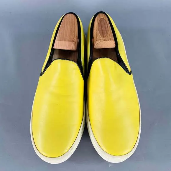 CELINE Yellow Leather Slip On Sneakers