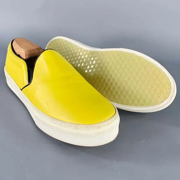 CELINE Yellow Leather Slip On Sneakers
