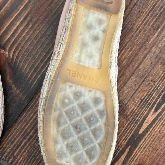 CHANEL Black and Pink Espadrilles with Iconic CC Logo