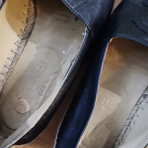 CHANEL Black Espadrille Quilted Flats