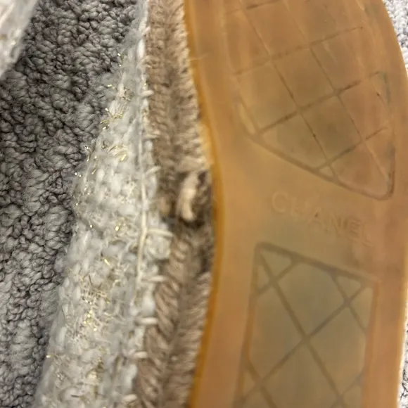 Chanel Women's Black and Cream Espadrilles, Size 38