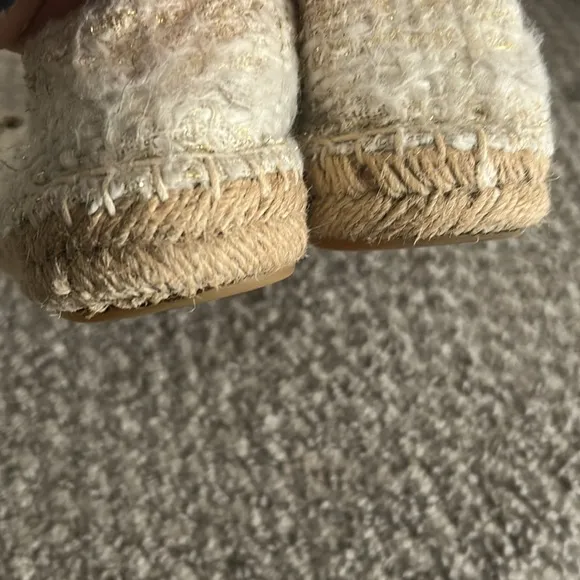 Chanel Women's Black and Cream Espadrilles, Size 38