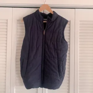 Charles Tyrwhitt Navy Blue Quilted &amp; Merino Wool Hybrid Vest Zip Front Size M