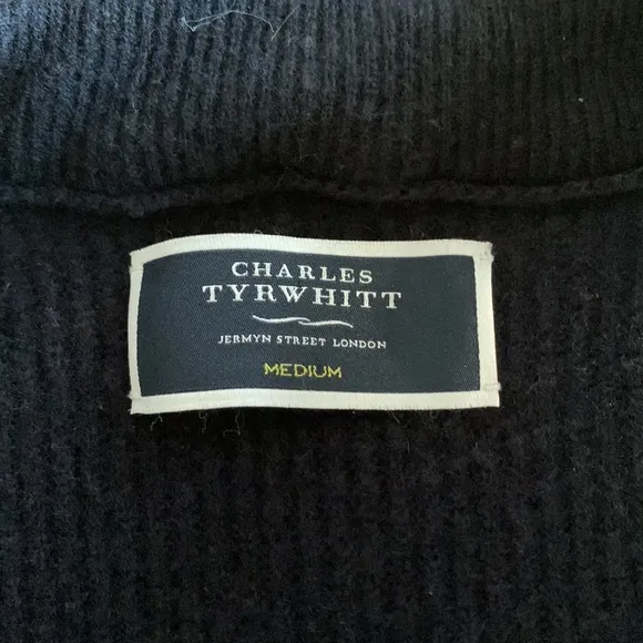 Charles Tyrwhitt Navy Blue Quilted &amp; Merino Wool Hybrid Vest Zip Front Size M