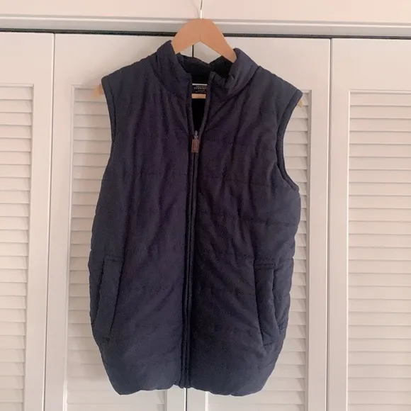 Charles Tyrwhitt Navy Blue Quilted &amp; Merino Wool Hybrid Vest Zip Front Size M