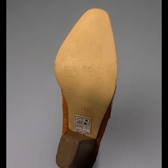 Charlie Paige Monica Brown Southwestern Boho Chic Suede Heeled Mule Sildes Sz 8