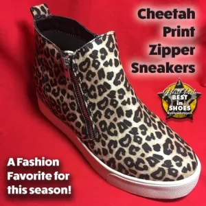 Cheetah Print Zipper Sneakers
