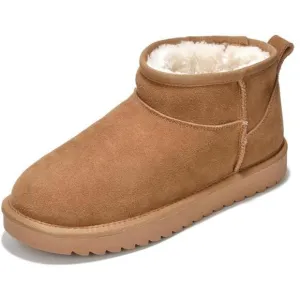 Chestnut Genuine Suede Winter Boots Water Resistant‎ Snow Cold Boots for Women
