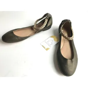 Chloe Dark Bronze Flats w/ Braided Ankle, Size 40.5 (IT) 8.5 (US) Like New!