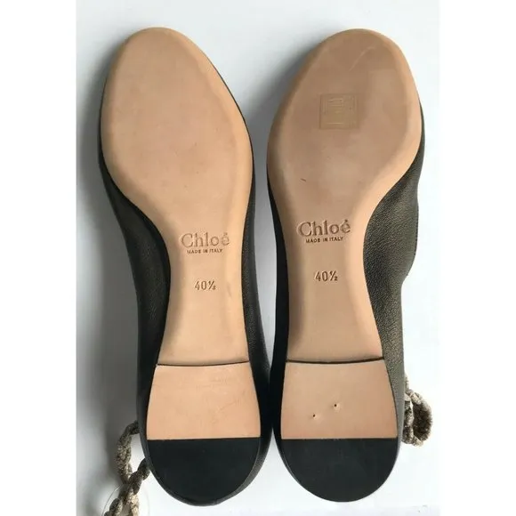 Chloe Dark Bronze Flats w/ Braided Ankle, Size 40.5 (IT) 8.5 (US) Like New!