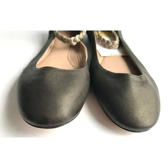 Chloe Dark Bronze Flats w/ Braided Ankle, Size 40.5 (IT) 8.5 (US) Like New!