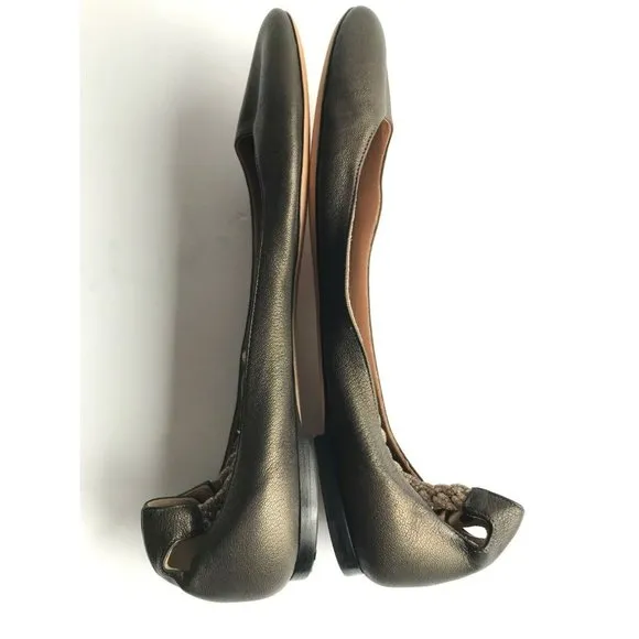 Chloe Dark Bronze Flats w/ Braided Ankle, Size 40.5 (IT) 8.5 (US) Like New!