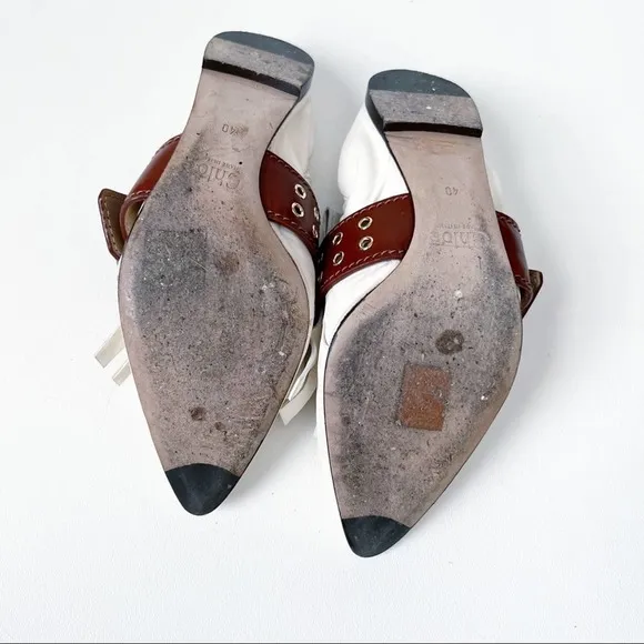 Chloe White Roy Kiltie Fringe Flats Size 40
