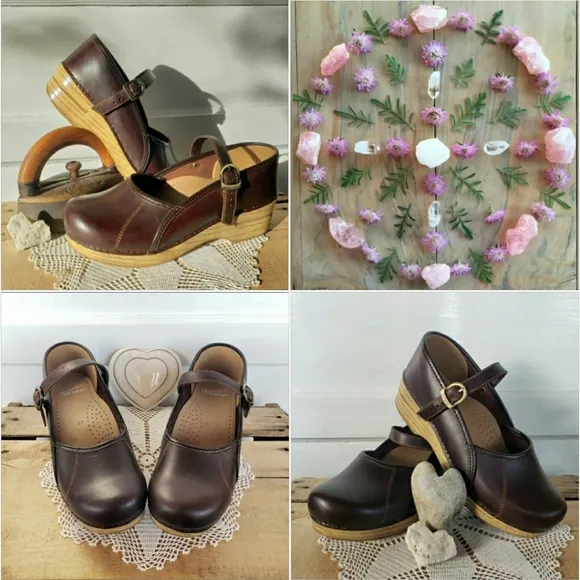 Chocolate Honey Dansko Pro Clogs Marcelle Mary Jane Strap Buckles 37 39 40 41 42