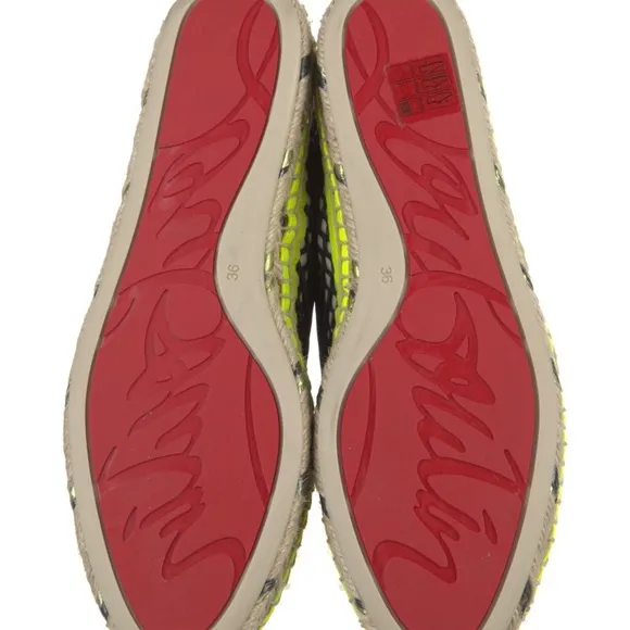 Christian Louboutin Black and Yellow Espadrille Shoes size 36 6