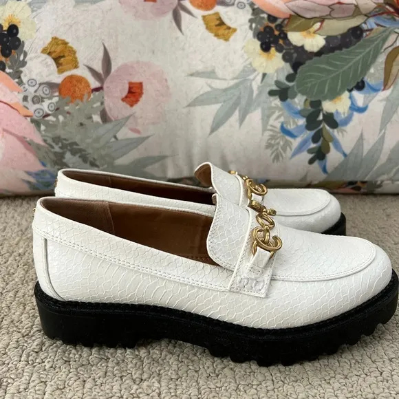 Circus by Sam Edelman Eileen White Leather Lug Sole Maryjane Slip On Loafers 7.5