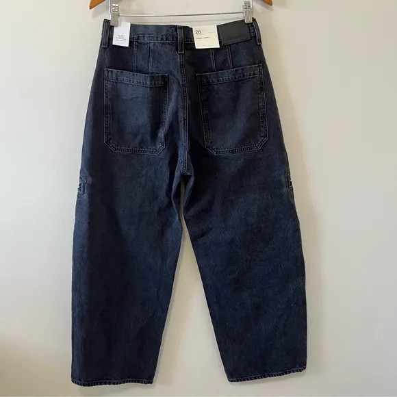 CITIZENS OF HUMANITY Gianna Seamed Cropped Baggy Jean in Washed Black Size 28