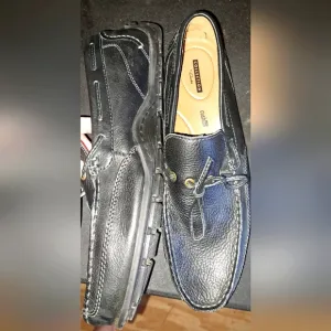 Clarks Collection Soft Cushion Black Leather Loafers Men's Size 12 Slip On