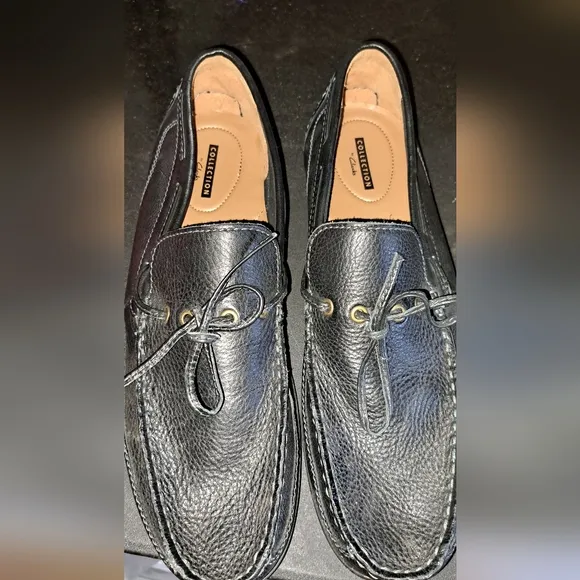 Clarks Collection Soft Cushion Black Leather Loafers Men's Size 12 Slip On