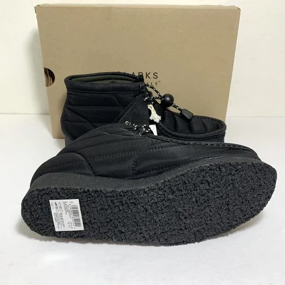 Clarks Originals Quilted Wallabee Boots Nylon Booties Black Size 7 NEW