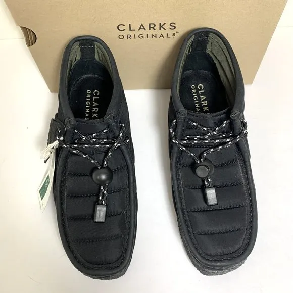 Clarks Originals Quilted Wallabee Boots Nylon Booties Black Size 7 NEW