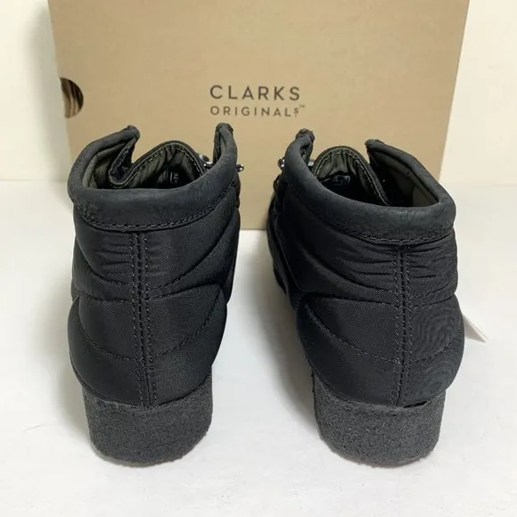 Clarks Originals Quilted Wallabee Boots Nylon Booties Black Size 7 NEW