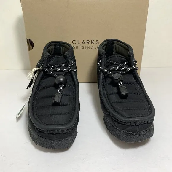 Clarks Originals Quilted Wallabee Boots Nylon Booties Black Size 7 NEW