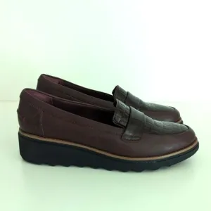 Clark's Ultimate Comfort Sharon Gracie Burgundy Leather Loafers Women's 7
