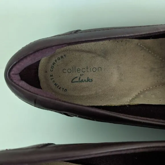 Clark's Ultimate Comfort Sharon Gracie Burgundy Leather Loafers Women's 7
