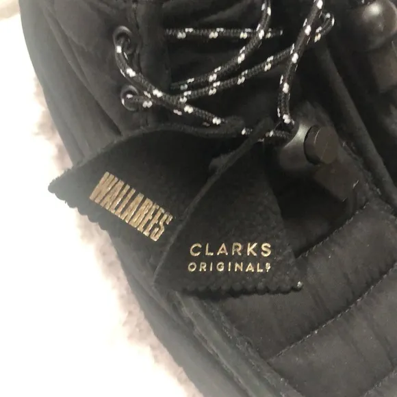 Clarks Wallabee Black Quilted Boots size 10