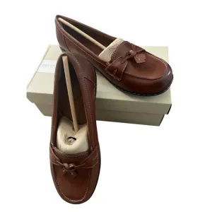 Clarks Womens 9.5 WW Soft Cushion Ashland Bubble Leather Loafers Tan Slip On NIB