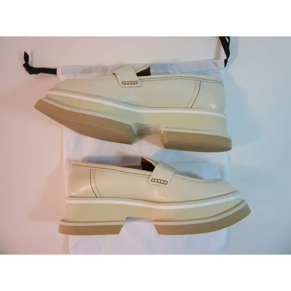 CLERGERIE Paris Ivory Women's Bahati Platform 41.5 Leather Comfort Loafers