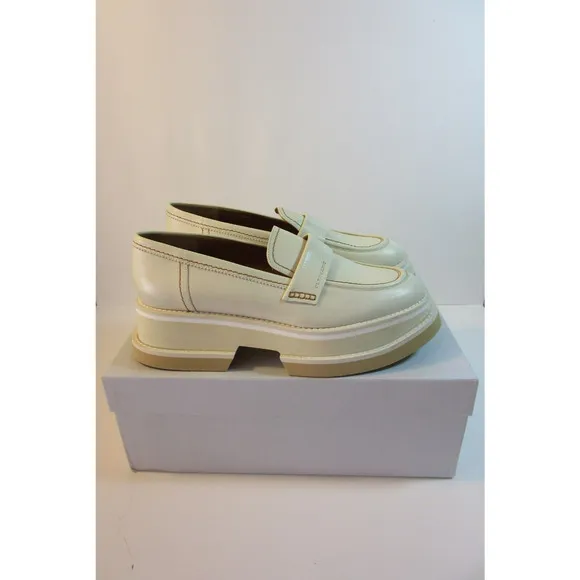 CLERGERIE Paris Ivory Women's Bahati Platform 41.5 Leather Comfort Loafers