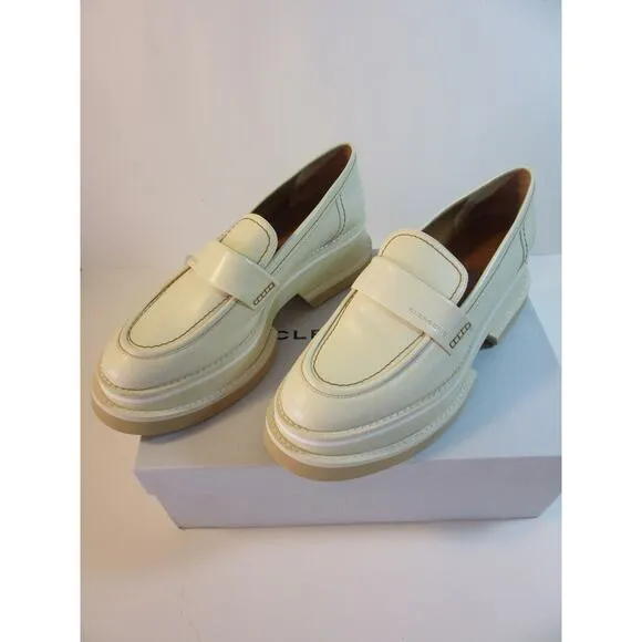 CLERGERIE Paris Ivory Women's Bahati Platform 41.5 Leather Comfort Loafers