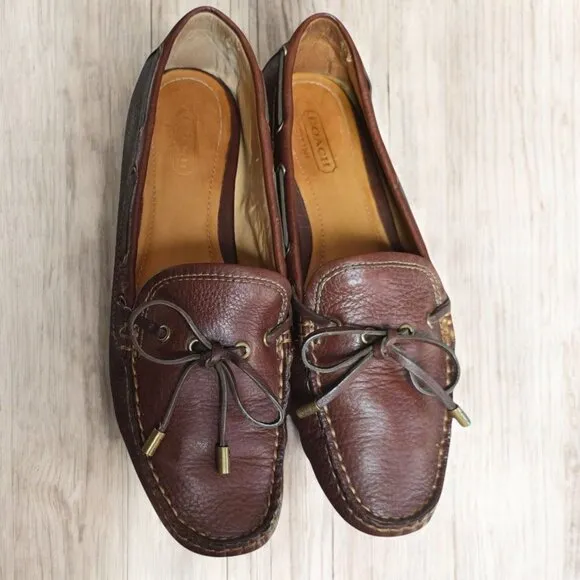 COACH (8B) Patrice A2893 Soft Tumbled Chestnut Slip In Loafers